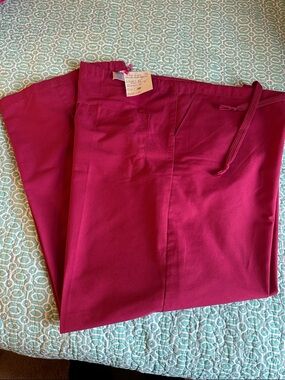 Women's Straight Leg Scrub Pants in Berry, Waist Drawstring